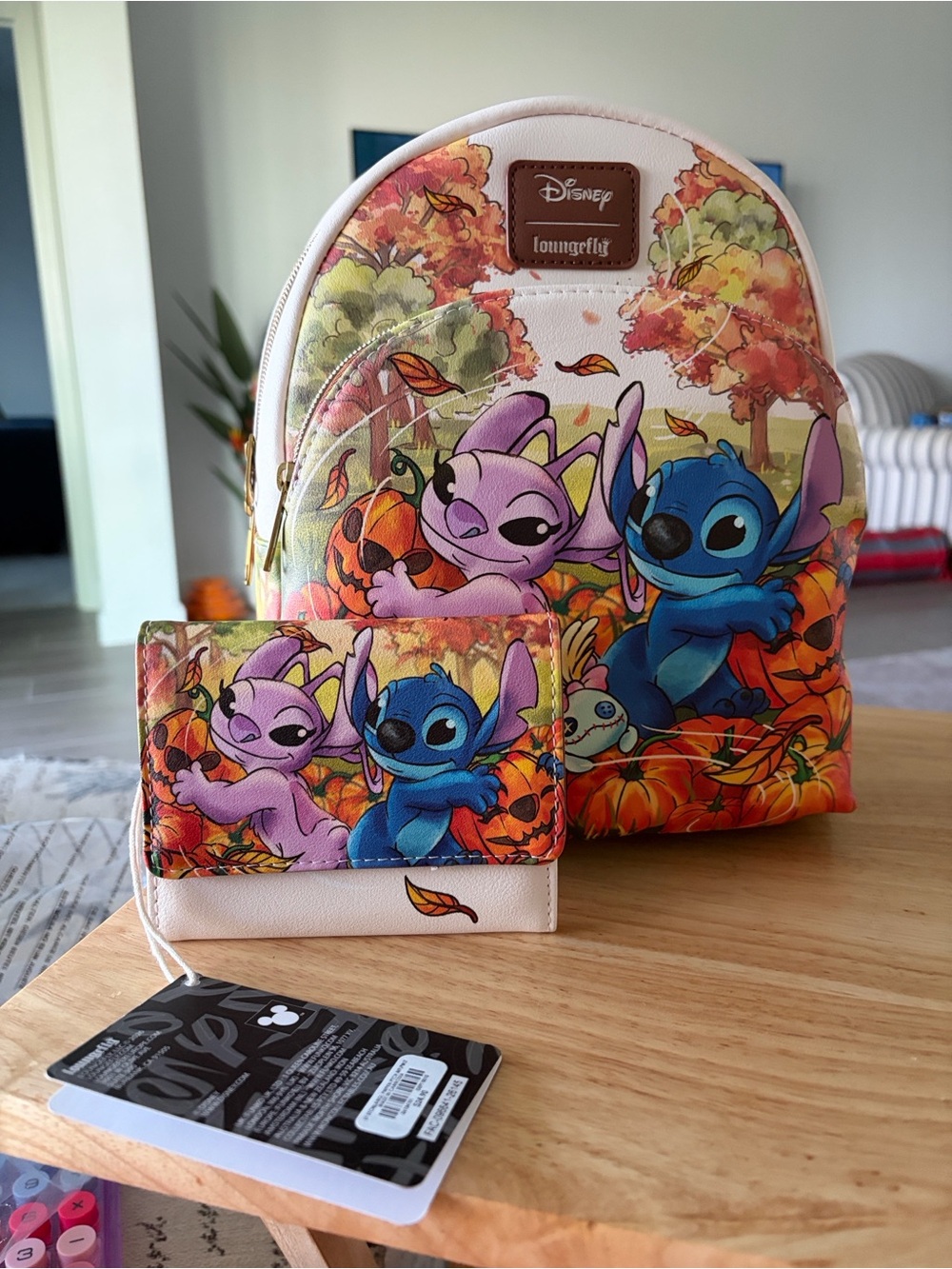 Loungefly Purple & Blue Stitch and Angel Kids Mini Backpack